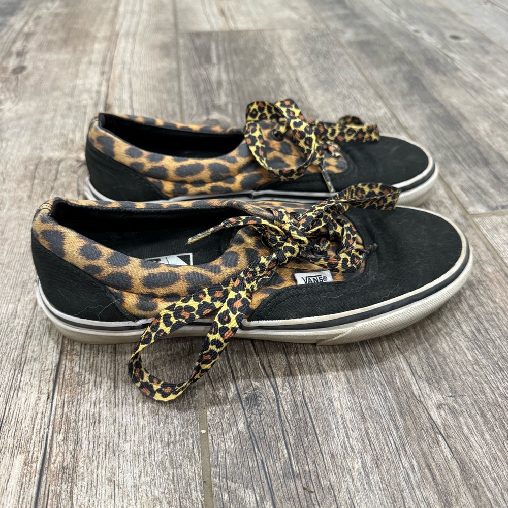 Vans Era Leopard Cheetah Print Black Low Pro Sneakers Women’s Size 6.5 Men’s 5